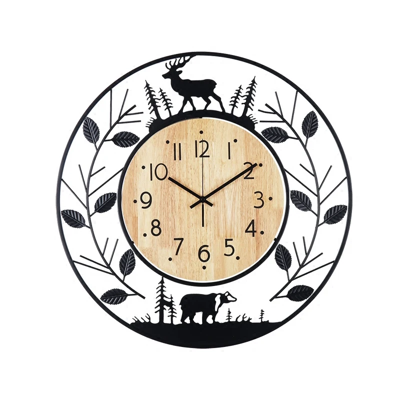 

Creative Personality Iron Art Animal Wall Decoration Metal Digital Needle Wall Clock Simple Fashion Living Room Mute Wall Clocks