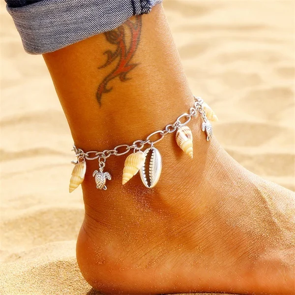 ZL0000185 IFMIA Boho морская черепаха ракушка Кулон ножной браслет для Женский винтажный богемский раковины Шарм пляж лодыжки браслет на ногу Лето ноги ювелирные изделия - Окраска металла: ZL0000185