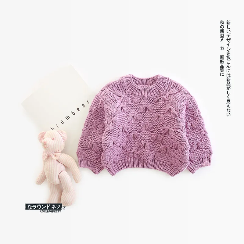2018 Autumn and Winter New Arrival korean style cotton pure color all-match fashion warm thick sweater for cute sweet baby girls | Детская
