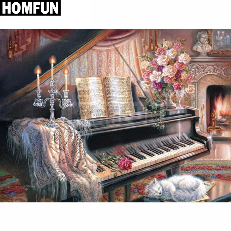 Алмазная живопись HOMFUN A00349 полноразмерная/круглая 5D Вышивка Спящий Кот сделай сам