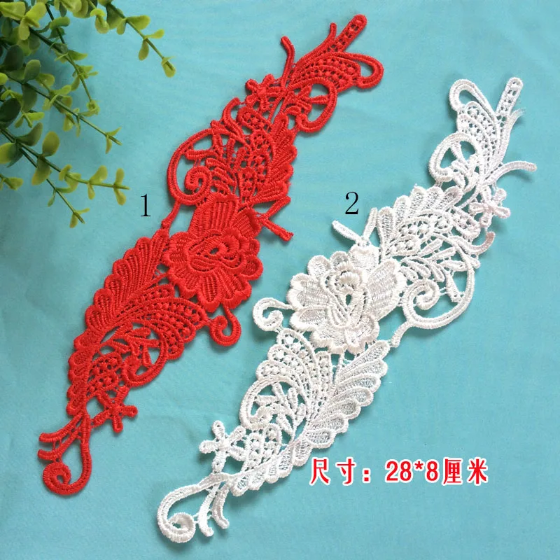 10 шт. кружевные аппликации красный белый корсаж кружево нашивки шитье для