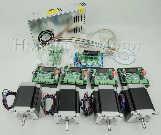 ЧПУ маршрутизатор 4 оси комплект, TB6560 3.5A Драйвер шагового двигателя+ интерфейсная плата+ Nema23 270 Oz-in мотор+ источник питания
