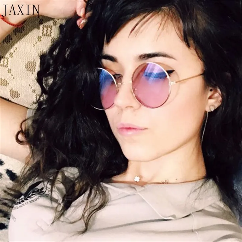 JAXIN индивидуальные трендовые Круглые Солнцезащитные очки женские модные новые