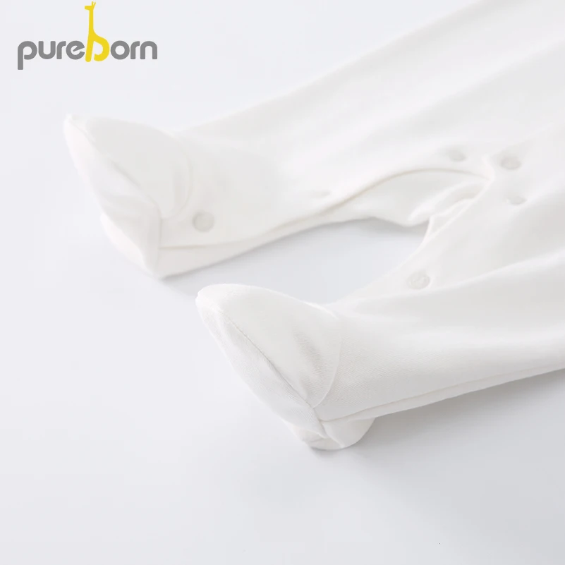 Pureborn/пижамы для новорожденных; хлопковая одежда с рисунком для маленьких мальчиков и девочек; весенне-Осенние костюмы