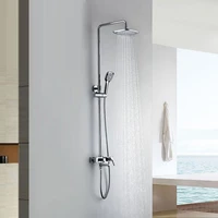 wall mounted chrome rainfall brass bathroom shower set shower column bath shower set with abs handheld square shower head