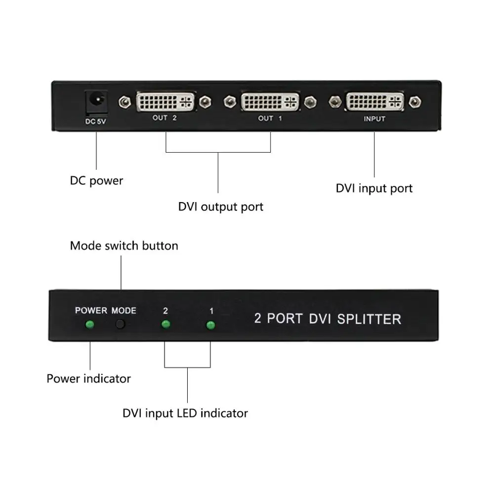 Сплиттер DVI 1X2 дистрибьютор 1 в 2 выход UHD FHD 1080P для монитора проектора компьютерной