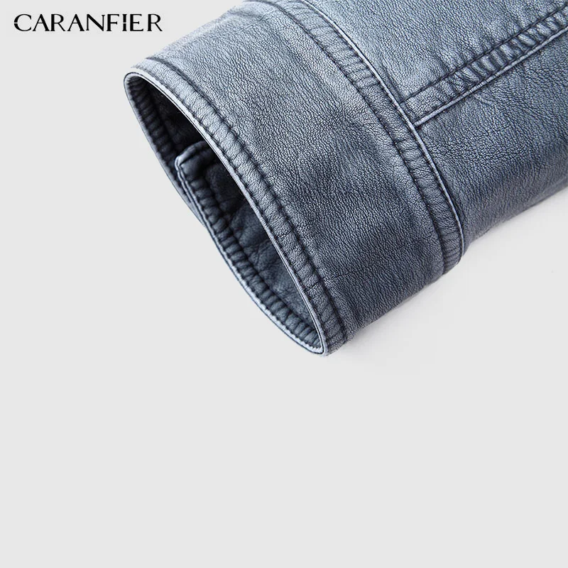Caranfier Новинка года Для мужчин Повседневное мотоциклетная куртка из искусственной кожи Верхняя одежда зрелые бизнесменов Стиль Молнии мотоциклетная куртка Пальто и пуховики