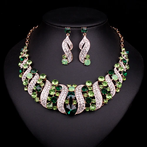 Ожерелье и серьги с красным кристаллом индийские наборы ювелирных изделий для