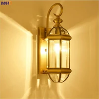 iwhd waterproof outdoor wall light europe copper outdoor led light ip55 vintage simple wall lamp for balcony aisle bathroom