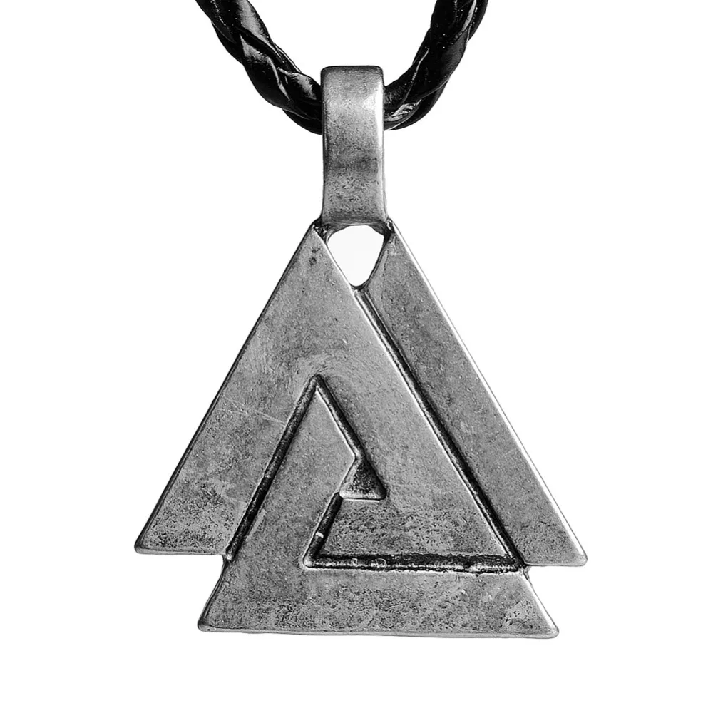 

LANGHONG 10PCS Norse Viking Odin's Pendant Necklace Valknut Odin's Symbol of Norse Viking Warrior Pewter Pendant Choker Necklace