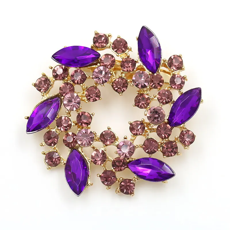 purple Бренд WEIMANJINGDIAN, красивые хрустальные стразы, гирлянда, брошь в виде цветка, булавки для девушек, различных цветов - Окраска металла: purple