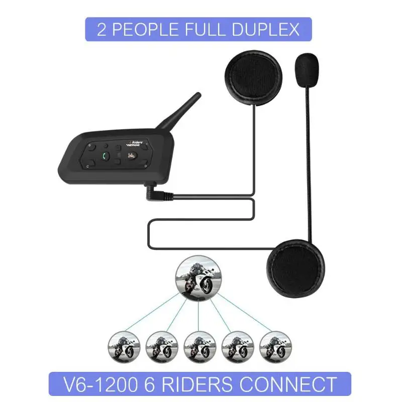 1/2 шт. V6 Pro мотоциклетный шлем Bluetooth гарнитура домофон 6 всадников 1200 м беспроводное переговорное устройство BT домофон водонепроницаемый