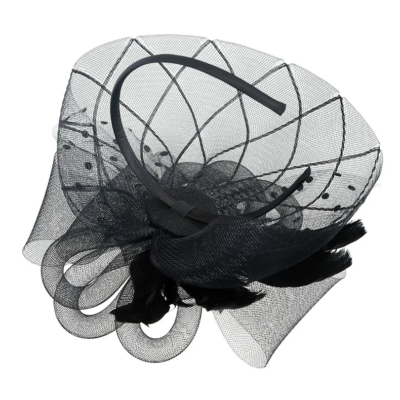 Женская Вуалетка для волос AWAYTR винтажная шляпка с вуалью и перьями