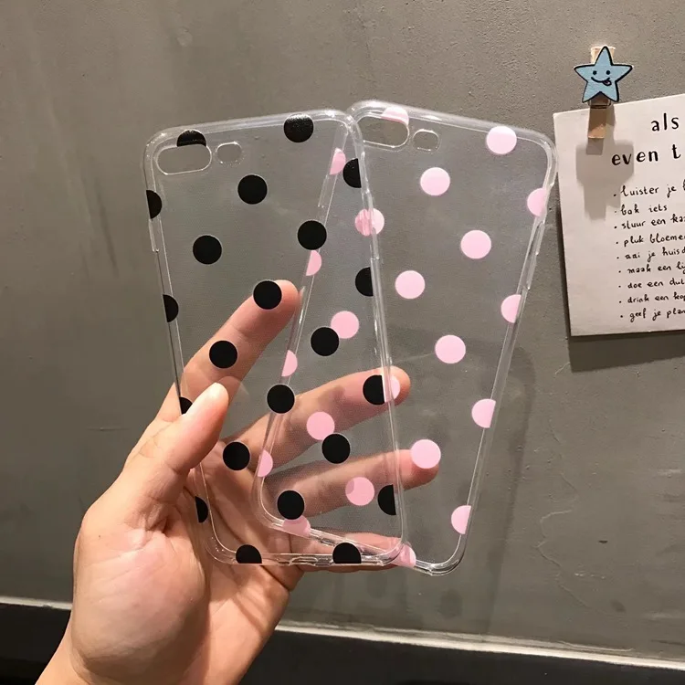 Милые прозрачные чехлы из ТПУ в горошек для телефонов iphone XS Max X XR мягкий чехол 6 6s 7