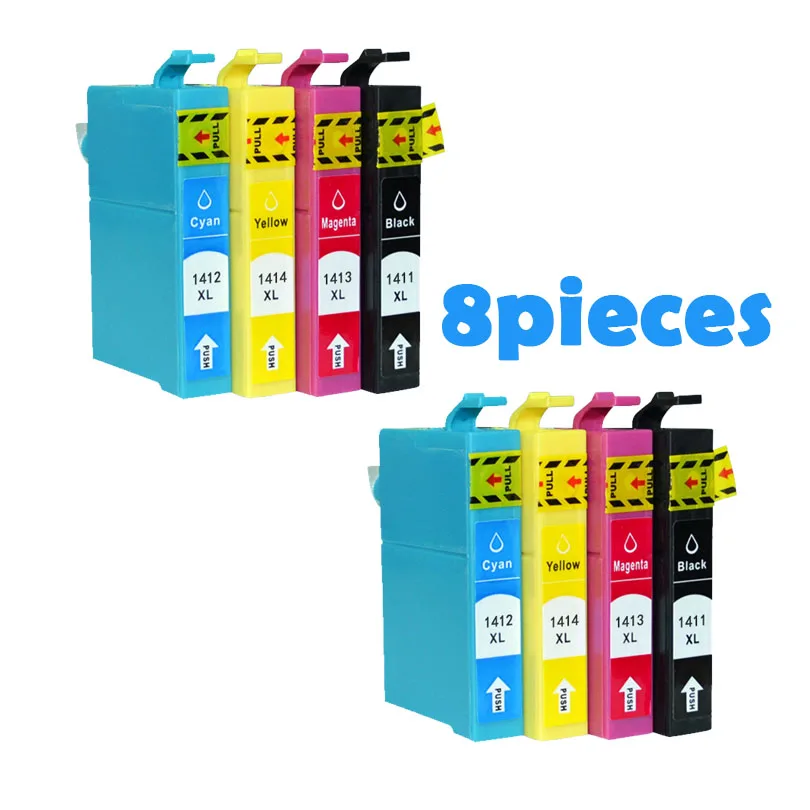 8 шт. совместимых чернильных картриджей для принтера Epson T1411 T1412 T1413 T1414 ME