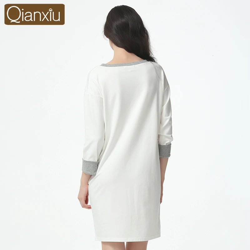 Женское хлопковое спальное платье с рукавом три четверти Повседневная Ночная