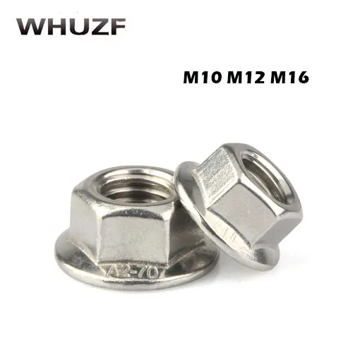 Гайки с фланцем метрической резьбы M3 M4 M5 M6 M8 M10 M12 M14 M16 304 Нержавеющая сталь