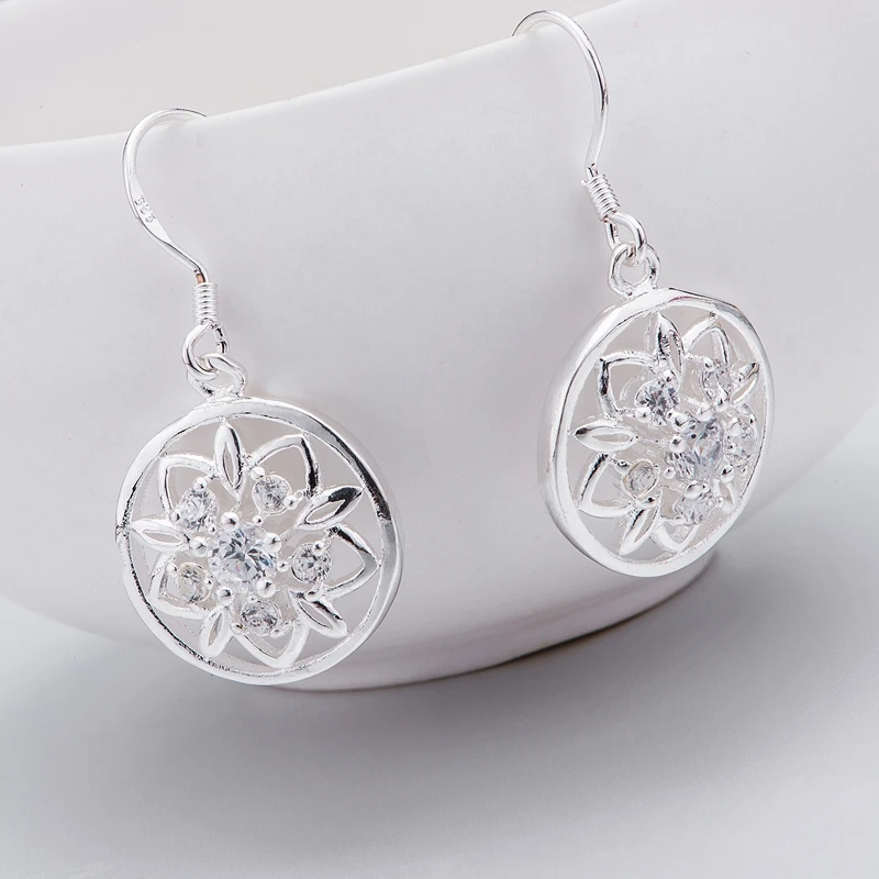 Посеребренные серьги посеребренные модные ювелирные изделия круглые блестящие