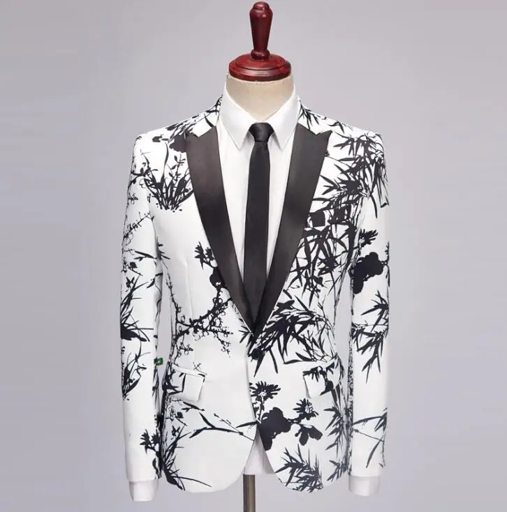 Bamboo clothes men suits designs homme terno stage costumes for singers jacket men printing blazer dance star style singer stage