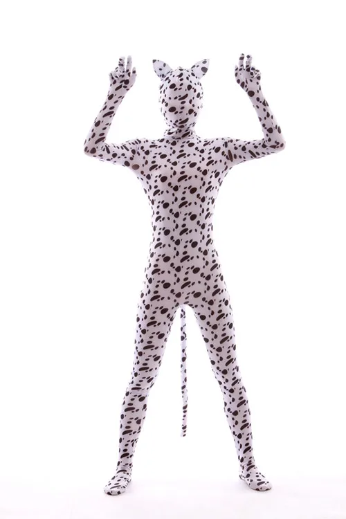 Mandy Adult Spandex Lycra Unisex Zebra Print Animal Full Body Zentai Suit with Ear and Tail Skin Tight Unitard Costume | Тематическая