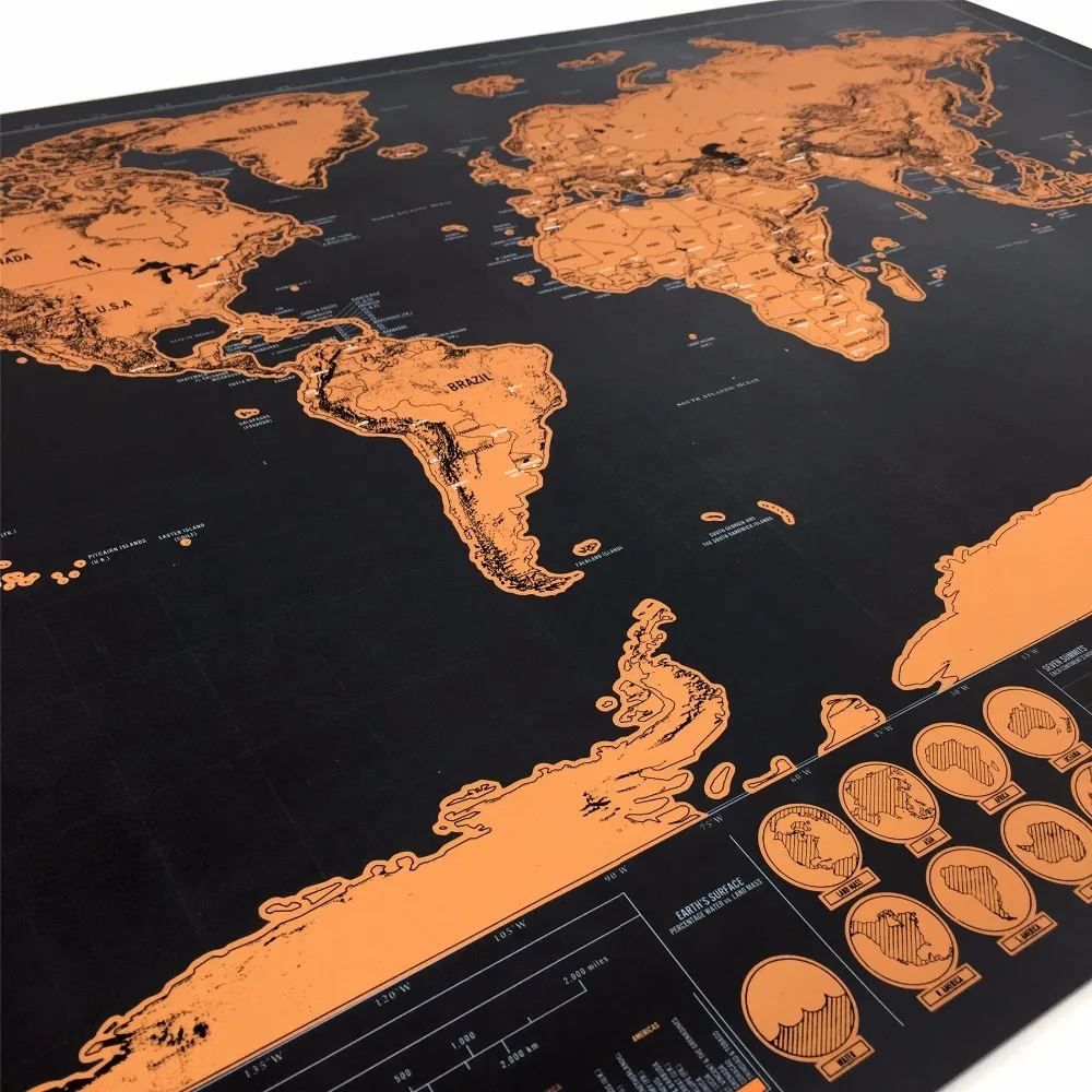 1 шт. Роскошная Карта Персонализированная карта мира мини постер с покрытием из