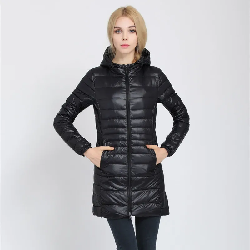 Женский пуховик размера плюс 6XL ультра светильник с капюшоном утиный пух зимняя