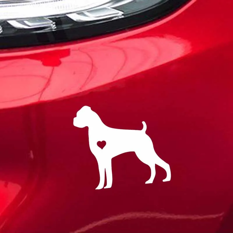 YJZT 15.5CM*14.3CM Boxer Dog Puppy Love Adopt Decoration Car Sticker Black/Silver C2-3158 | Stickers