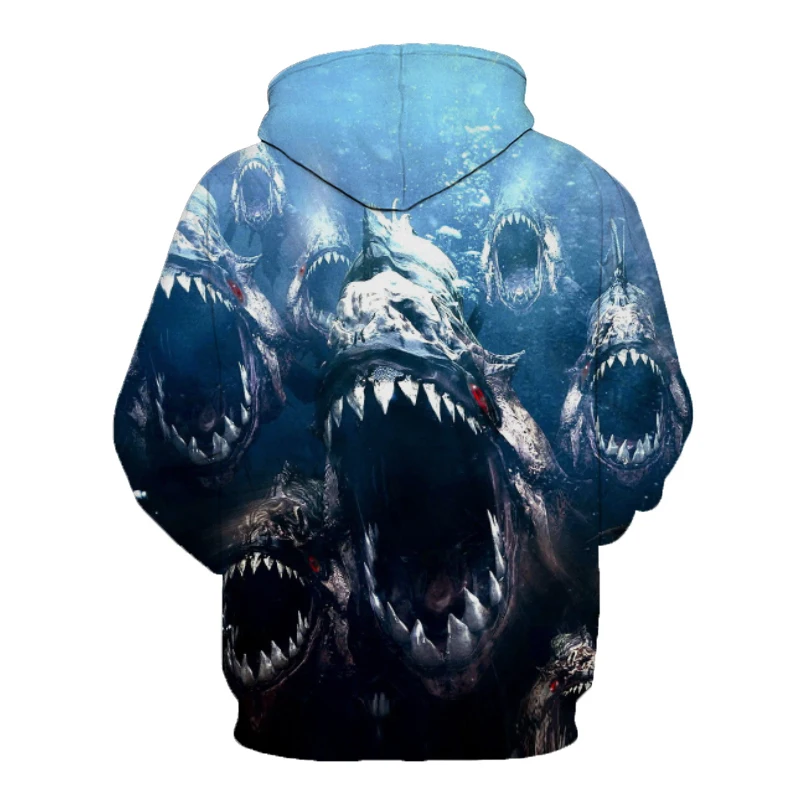Deep sea horror Модный пуловер с мультизубчатыми красными глазами дьяволом рыбкой и 3D