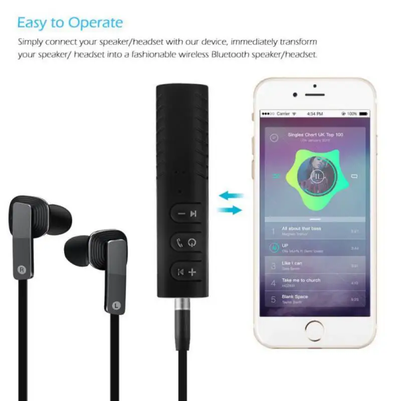 Mini 3.5mm Jack Bluetooth Car Kit Handsfree Music Audio Receiver Adapter Auto AUX for Speaker Headphone CarNew New | Автомобили и