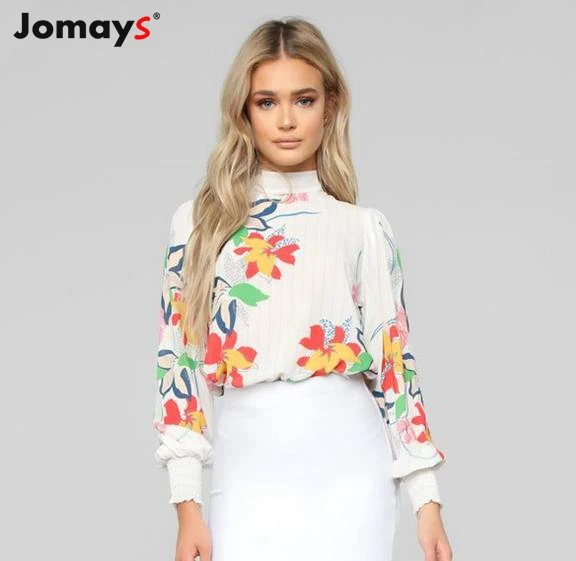 Женская блузка Jomays с длинным рукавом и цветочным принтом Свободный Повседневный