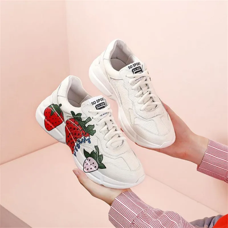 Кроссовки женские из натуральной кожи на шнуровке толстая подошва дышащие