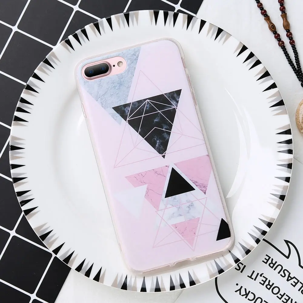 KISSCASE геометрические треугольные чехол для iPhone 5 5S SE 6 6S 7 8 Plus X мраморные чехлы
