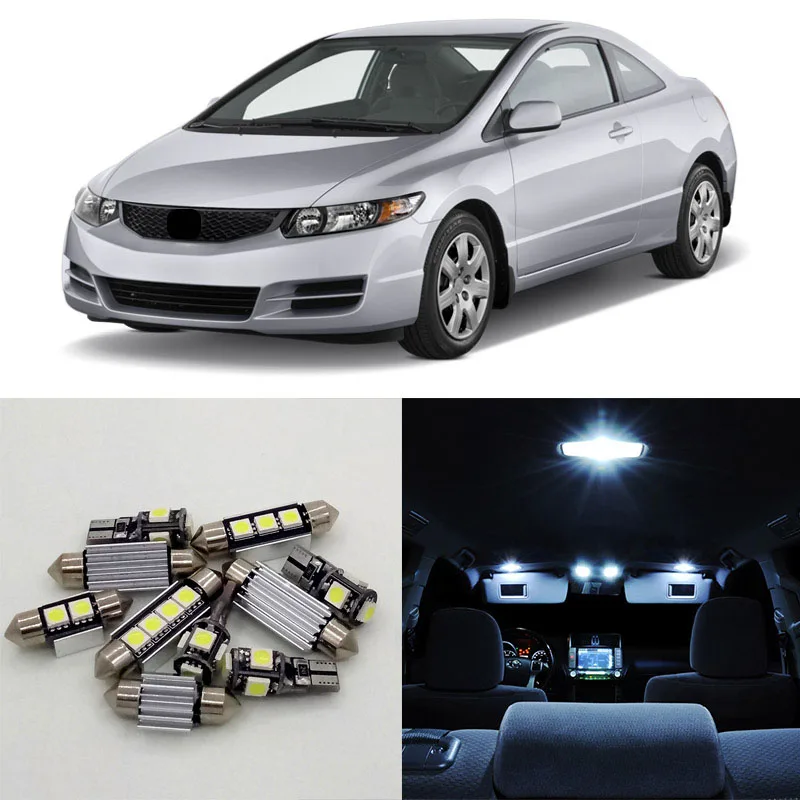 8 шт. белый светодиод 12V авто интерьер автомобиля комплект освещения для Honda Civic 2006-2011 Карта Купол Магистральные фонарь освещения номерного знака