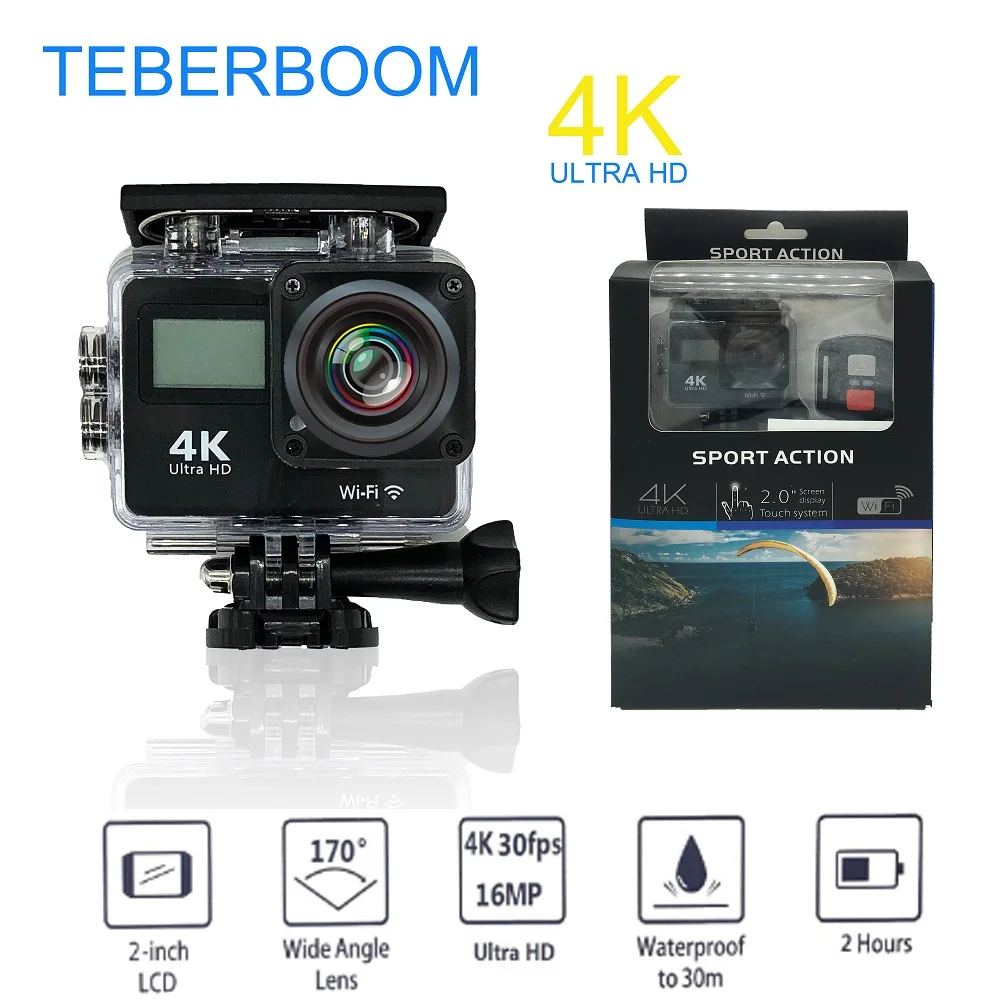 TEBERBOOM S4R двойной экран экшн камеры 4 K Ultra HD 1080 P/30FPS мини шлем Cam Wi Fi 2 0 170D