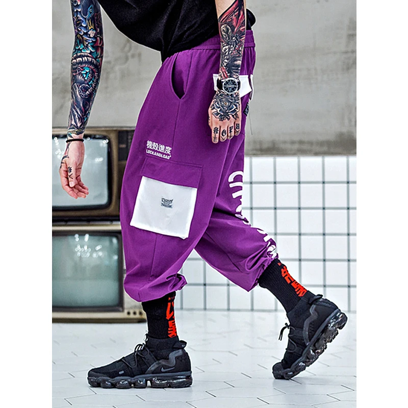 UNCLEDONJM накладные карманы шаровары Harajuku уличная хип хоп спортивные брюки мужские