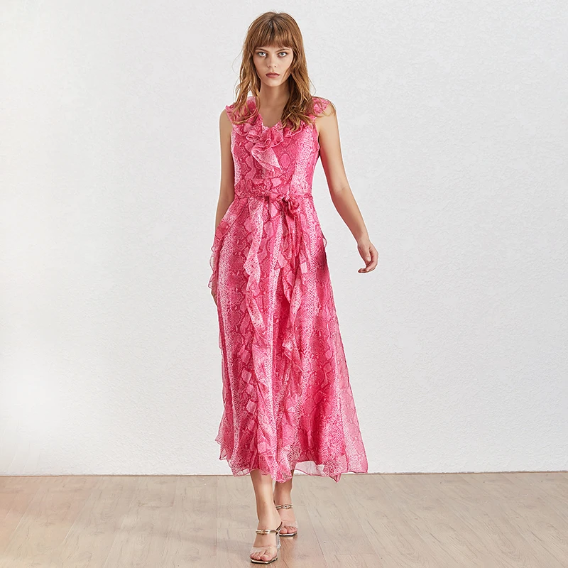 Женское платье без рукавов TWOTWINSTYLE ТРАПЕЦИЕВИДНОЕ винтажное до щиколотки с