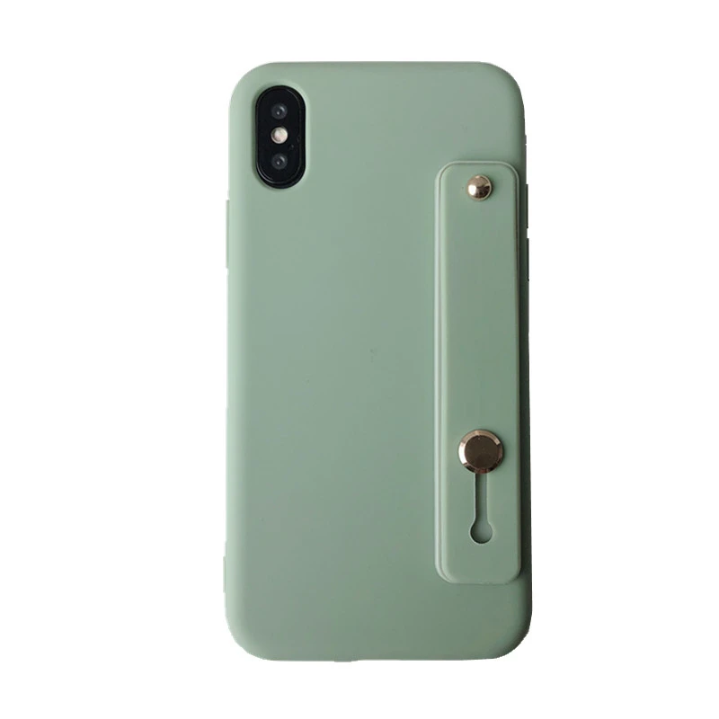 Матовый Силиконовый чехол-подставка с кольцом-браслетом для iPhone 6 6s 7 8 Plus задняя