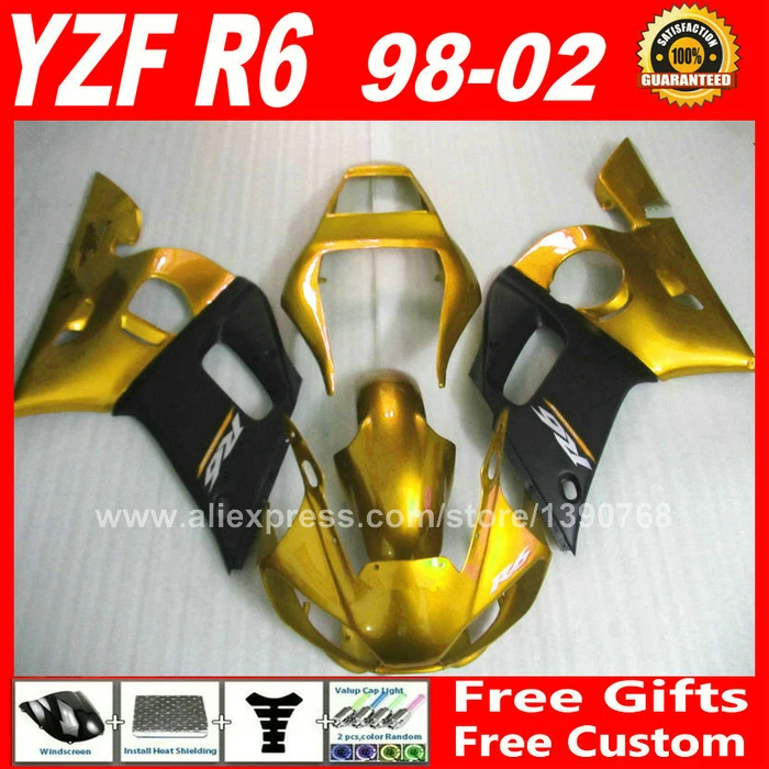 Обтекатель комплект для YAMAHA R6 1998 2002 YZFR6 1999 2000 2001 детали кузова золото матовый