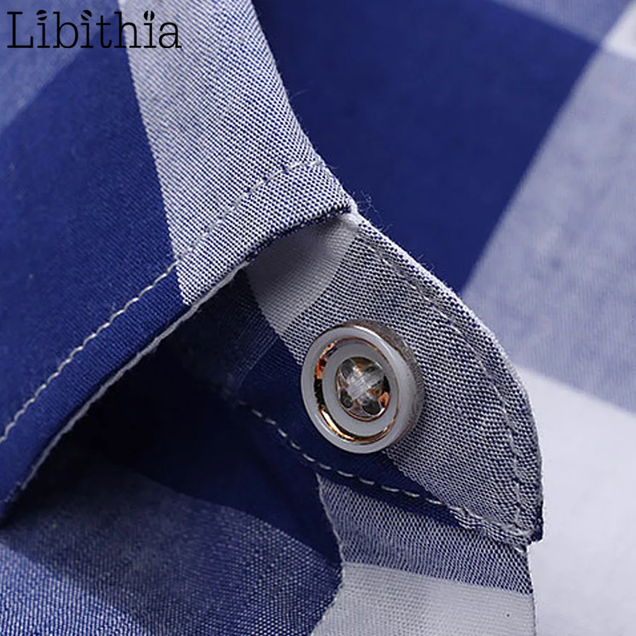 Мужская клетчатая рубашка большого размера 7XL с коротким рукавом и карманом