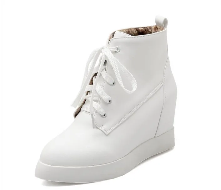 Высота Увеличение обувь женщины ботильоны на высоком каблуке платформа клинья