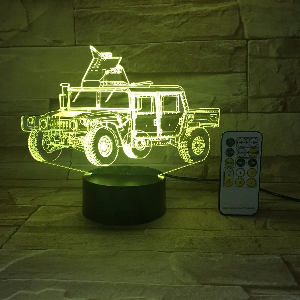 Военный грузовик автомобиль 3D Оптическая иллюзия настосветильник лампа