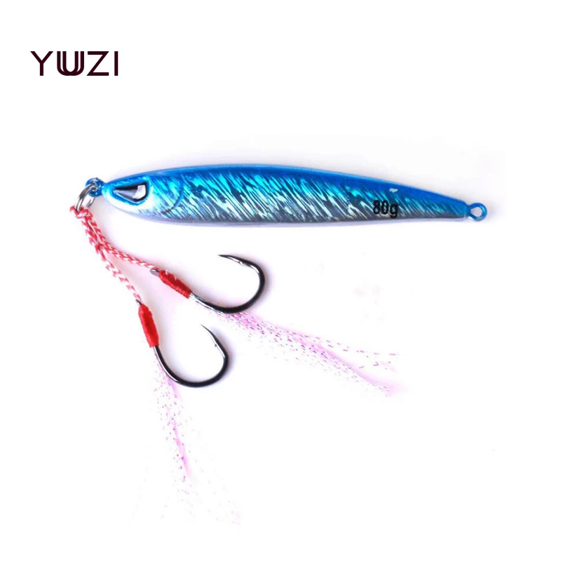 YUZI Metal Jigging Fishing Lure 80g 87mm Vertical/SpeedJigs Hard Bait Sinking Spoon Tackle for Dogtooth Tuna | Спорт и развлечения