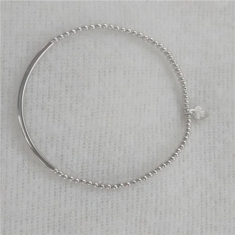 Jsmpfy Silver Adjustable Beads Strand Link&ampchain Bracelets Tube Charms 925 Sterling Elastic Bracelet For Women Gifts | Украшения и