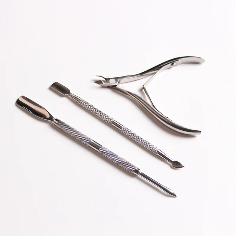 

3Pcs Nail Clipper Cutter Cuticle Nipper Pusher Plier Dead Skin Trimmer Remover Scissor Stainless Steel Cleaner Nail Art Tools