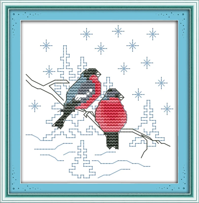 Набор для вышивки крестиком Joy Sunday с изображением двух красных птиц|joy sunday|cross stitch