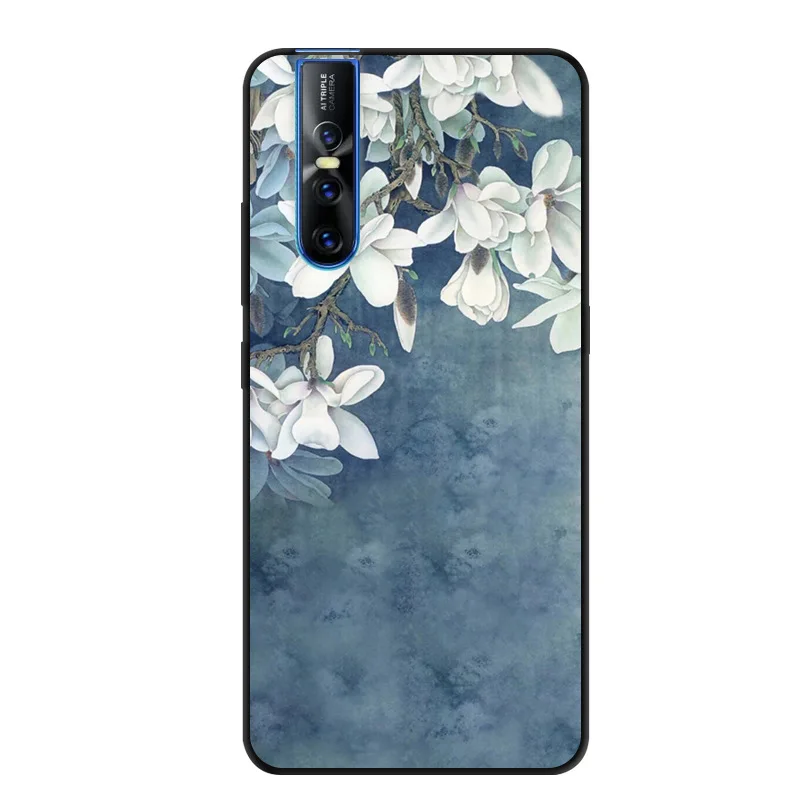 Чехол для телефона VIVO V15 Pro мягкий черный бампер с 3D принтом силиконовый чехол из