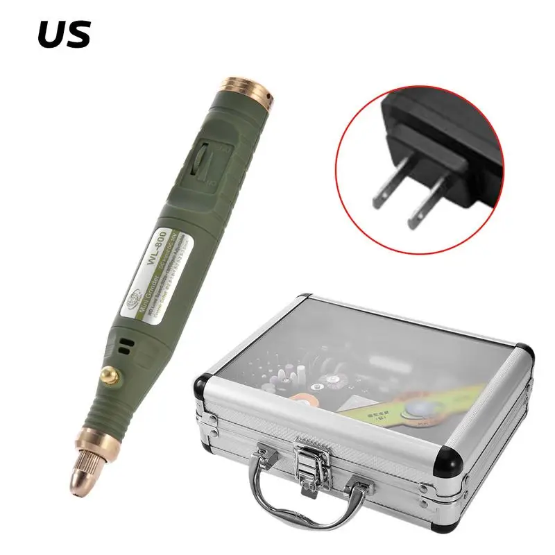 US Plug 80-в-1 Мини электрическая вращающаяся дрель шлифовальный станок с шлифовальный набор аксессуаров мульти-Функция гравировальный станок Мощность ящик для инструментов - Цвет: US Plug