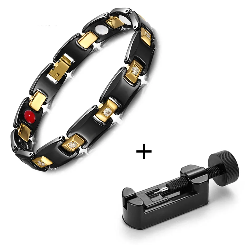 RainSo золото platef для женщин Jewelry Магнитный Керамика браслет с здоровья элементы Магнитный best подарок для ORB-116WG - Окраска металла: Bracelet with adjust