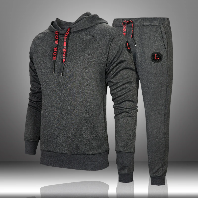 Весенне-осенний мужской комплект спортивной одежды 2019 повседневные однотонные