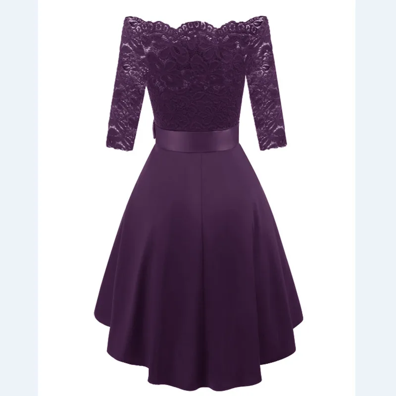 Кружевные короткие платья подружки невесты с бантом и вырезом лодочкой CD 1613 #